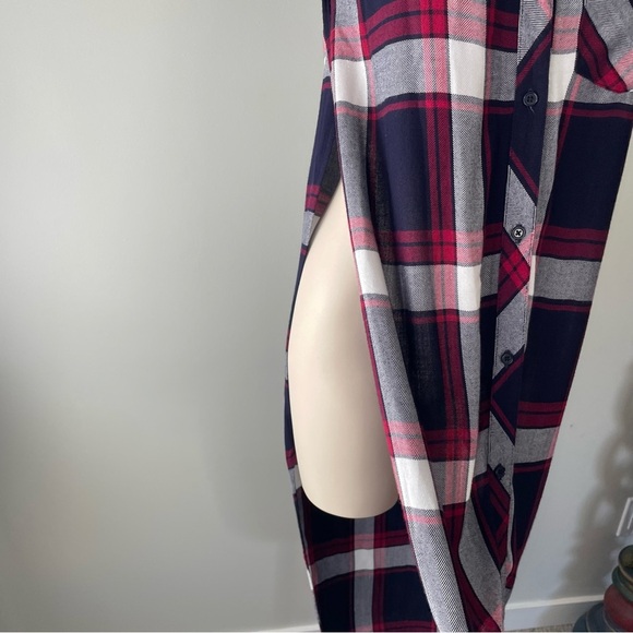 Rails Plaid Sleeveless Tunic Button Down Red Blue Long Longline Maxi Size XS - Picture 3 of 10